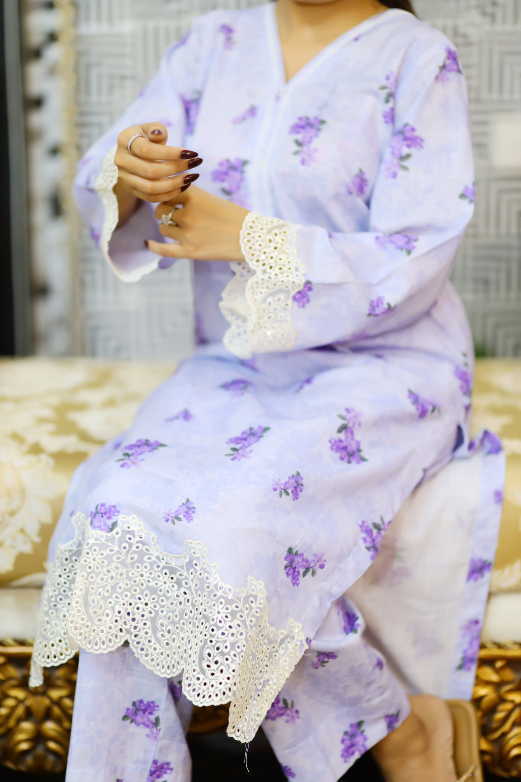 Mahveen—2 piece printed & embroidered set