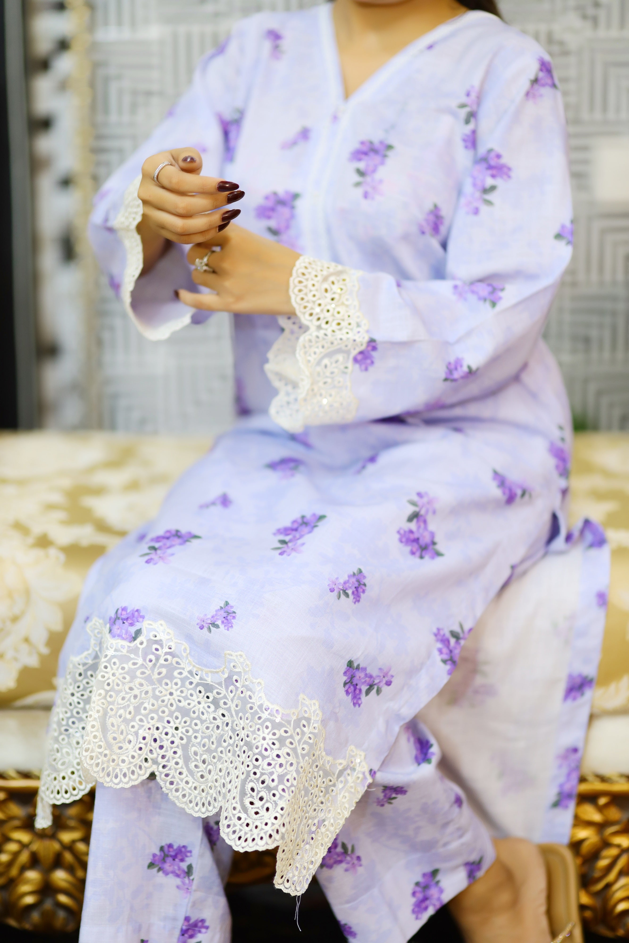 Mahveen—2 piece printed & embroidered set