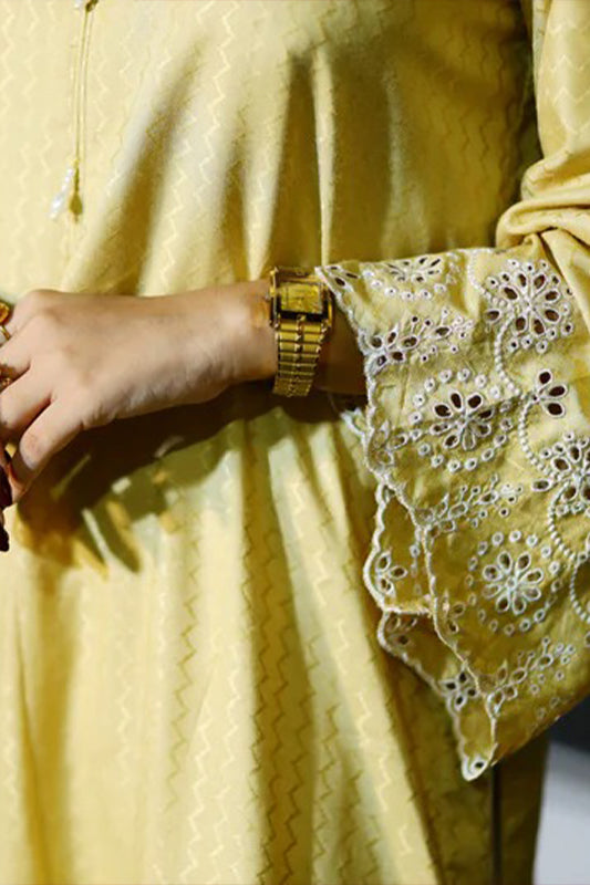 Mahr-Single Self Printed Shirt With Embroidered Sleeves